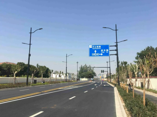 進口博覽（lǎn）會周邊道路多杆合一路燈