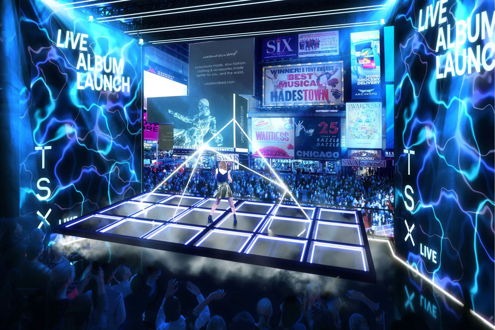 紐約TSX百老匯1800㎡巨幕,大香蕉9草在线LED,硬（yìng）核（hé）科技,打造沉浸式,娛樂新地標